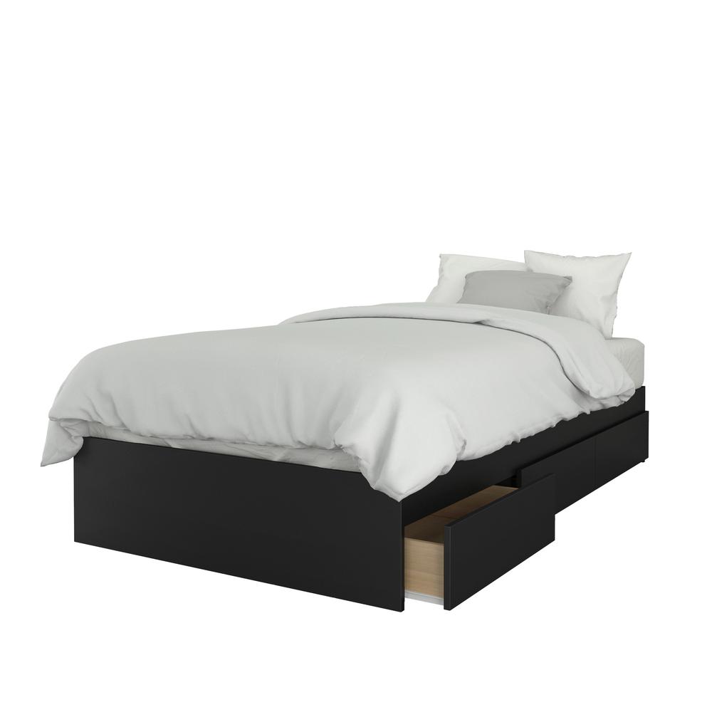3-Drawer Storage Bed Frame, Twin|Black. Picture 1