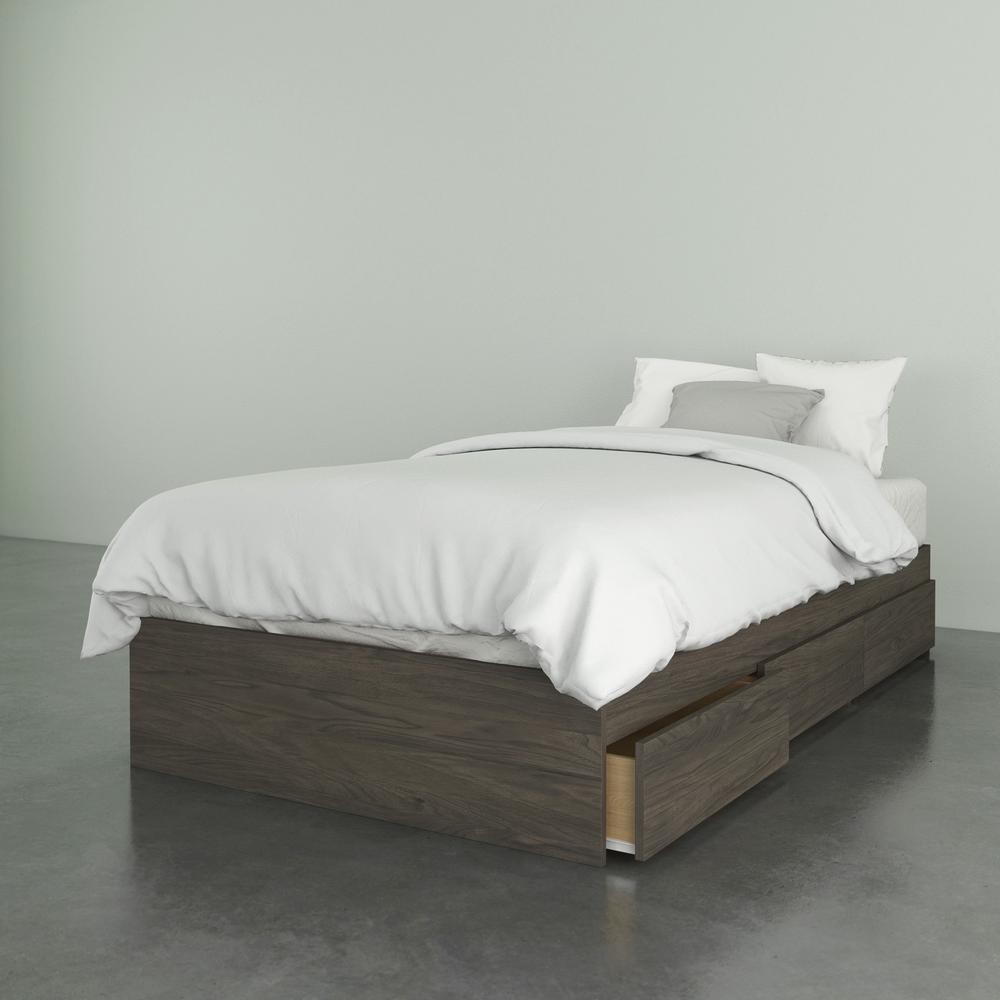 3-Drawer Storage Bed Frame, Twin|Bark Grey. Picture 2