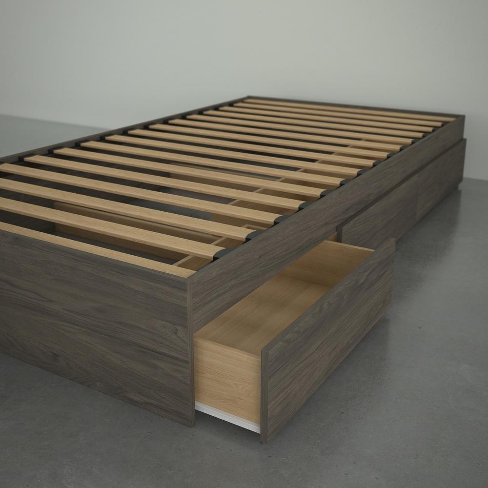 3-Drawer Storage Bed Frame, Twin|Bark Grey. Picture 3