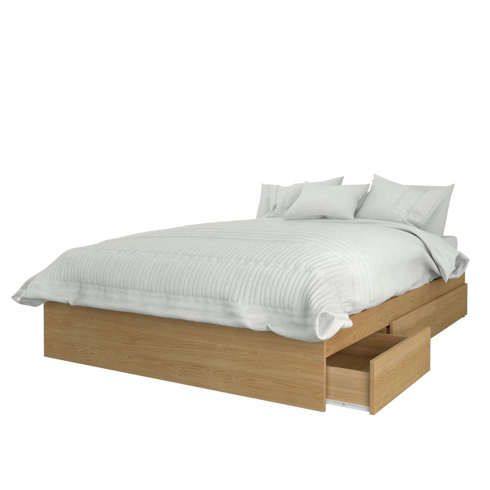 3-Drawer Storage Bed Frame, Full|Natural Maple. Picture 1