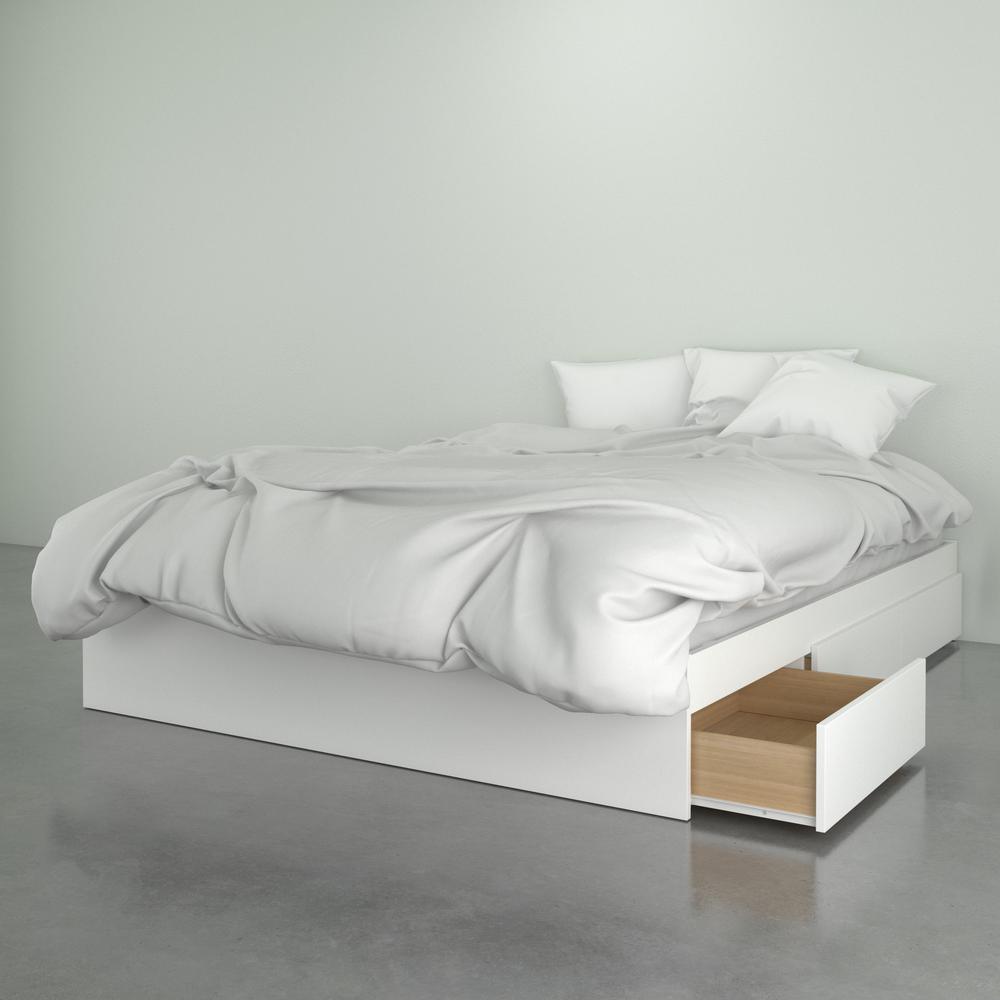 3-Drawer Storage Bed Frame, Queen|White. Picture 3