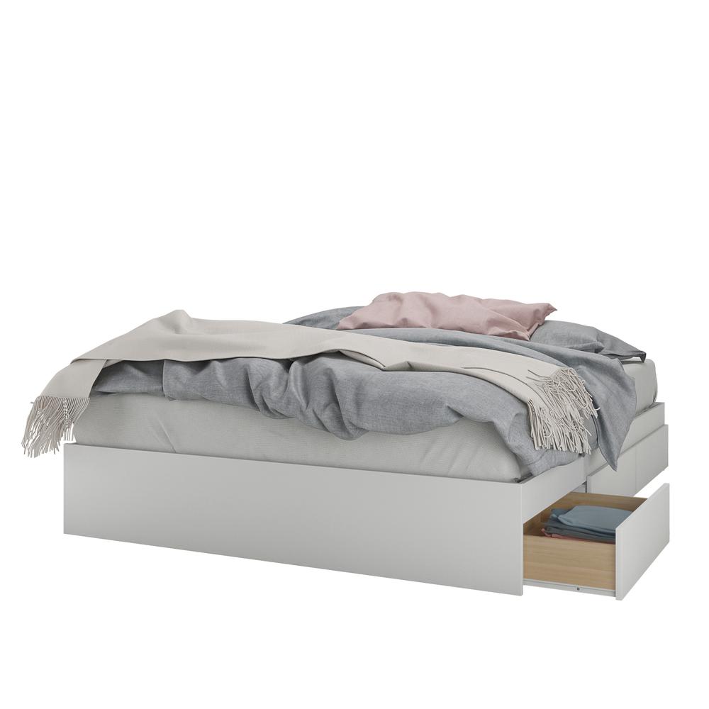 3-Drawer Storage Bed Frame, Queen|White. Picture 2