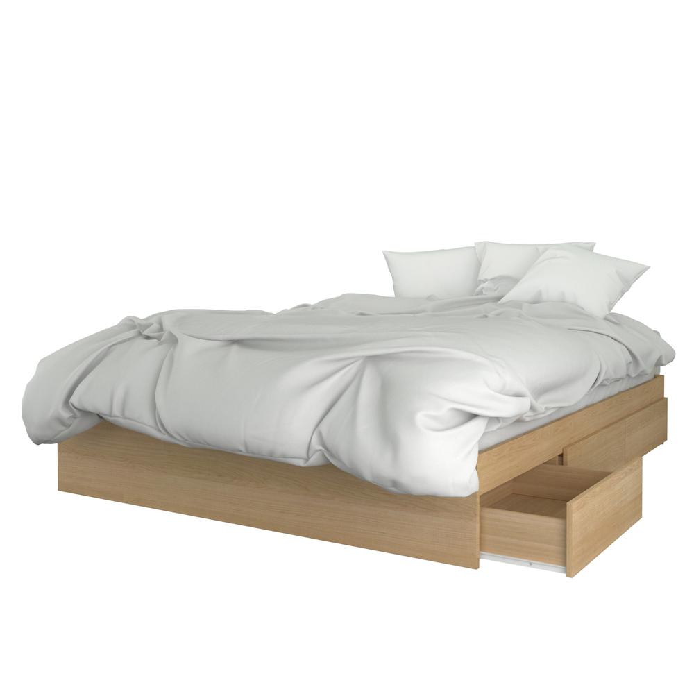 3-Drawer Storage Bed Frame, Queen|Natural Maple. Picture 1