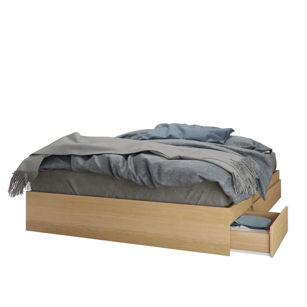 3-Drawer Storage Bed Frame, Queen|Natural Maple. Picture 2
