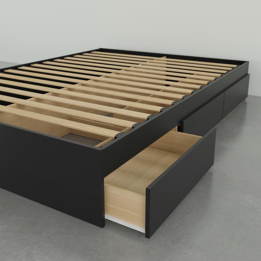 3-Drawer Storage Bed Frame, Queen|Black. Picture 3