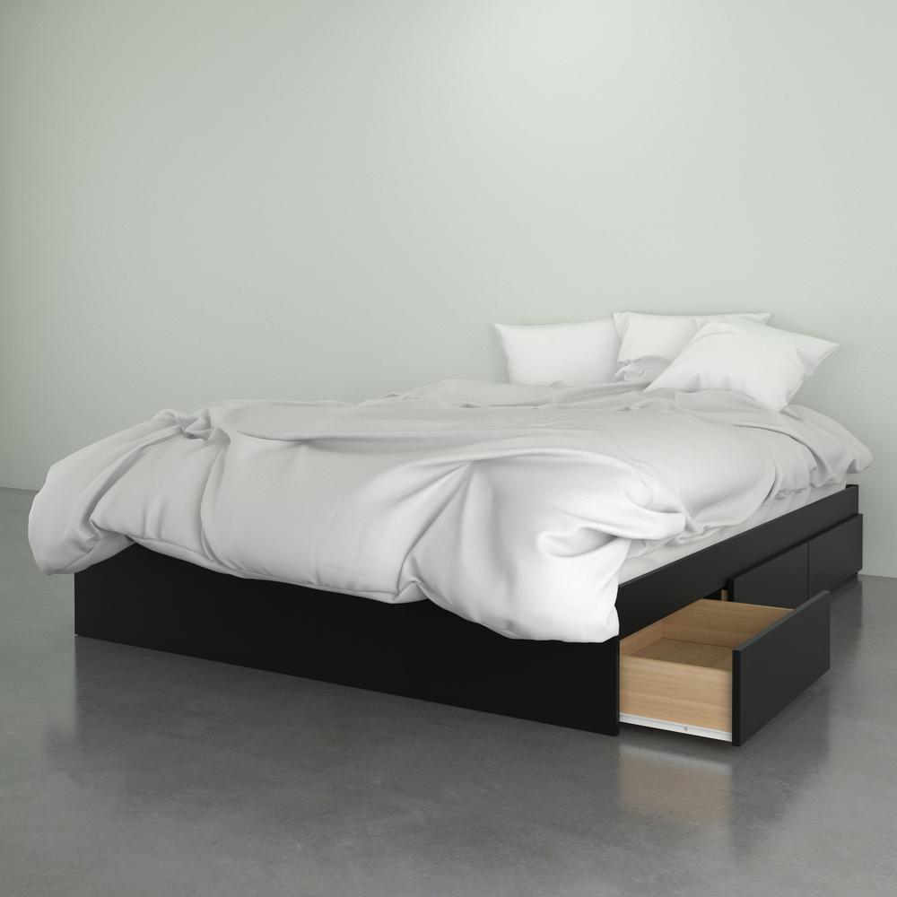3-Drawer Storage Bed Frame, Queen|Black. Picture 2