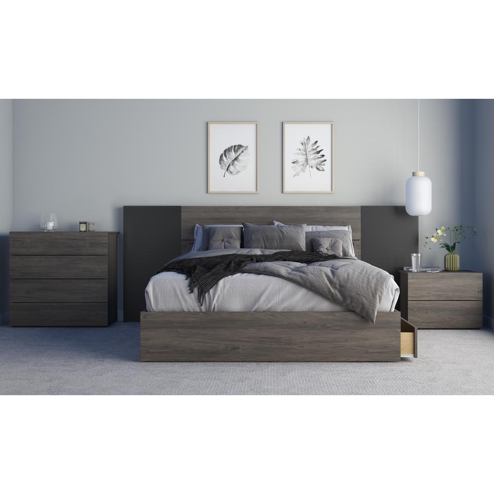 3-Drawer Storage Bed Frame, Queen|Bark Grey. Picture 3