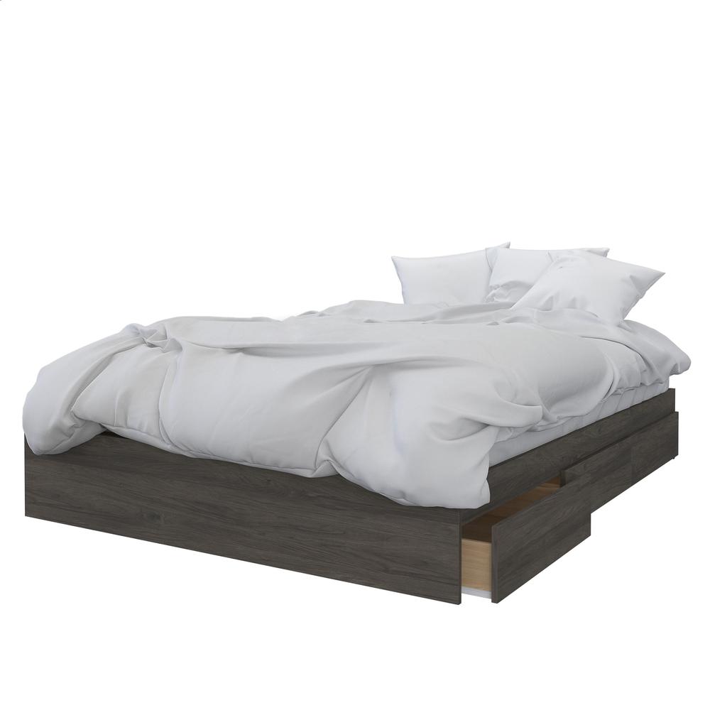 3-Drawer Storage Bed Frame, Queen|Bark Grey. Picture 1
