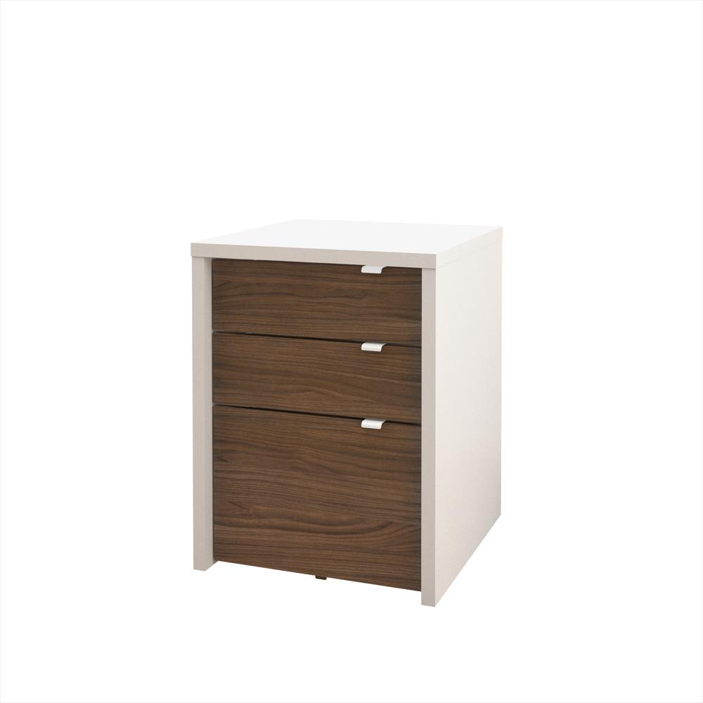 3-Piece Home Office With Bookcases & Multi-Purpose Storage, White & Walnut. Picture 2