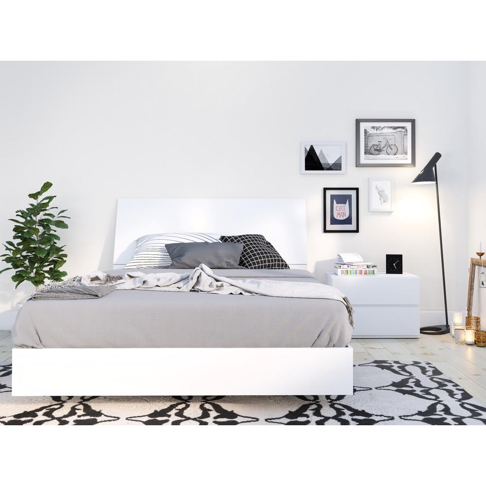 3-Piece Bedroom Set With Bed Frame, Headboard & Nightstand, Full|White. Picture 1