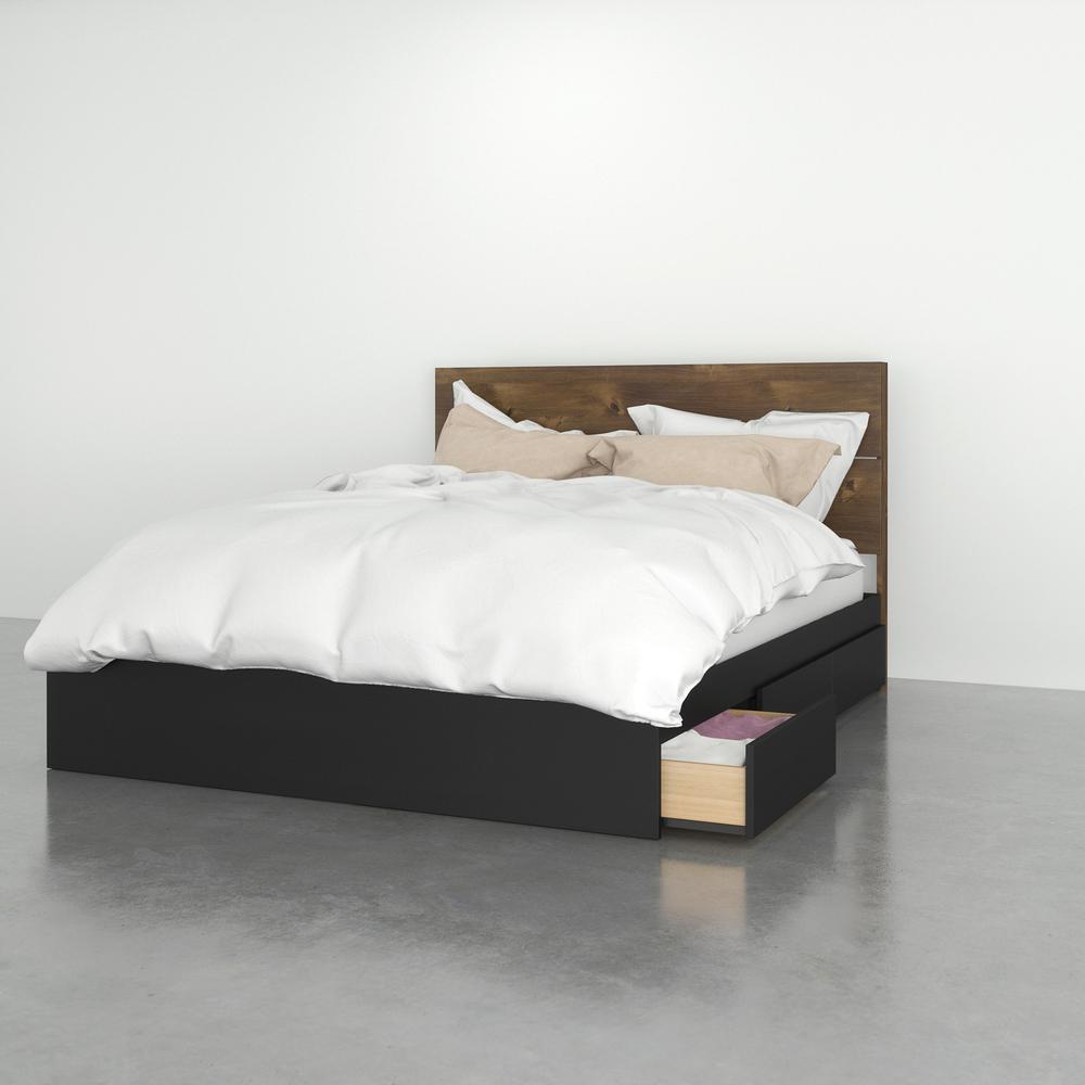 2-Piece Bedset With Bed Frame And Headboard, Queen|Truffle & Black. Picture 3