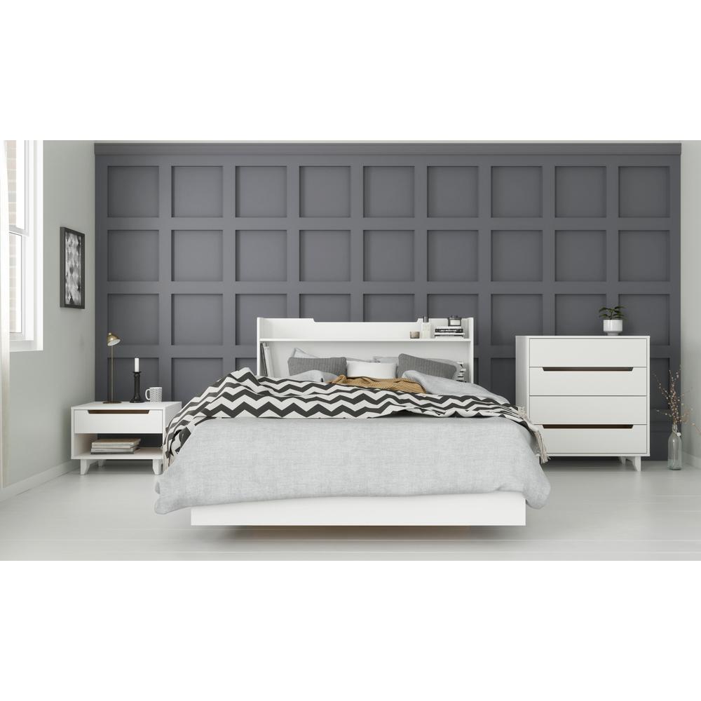 4-Piece Bedroom Set With Bed Frame, Headboard, Nightstand & Dresser, Full|White. Picture 5