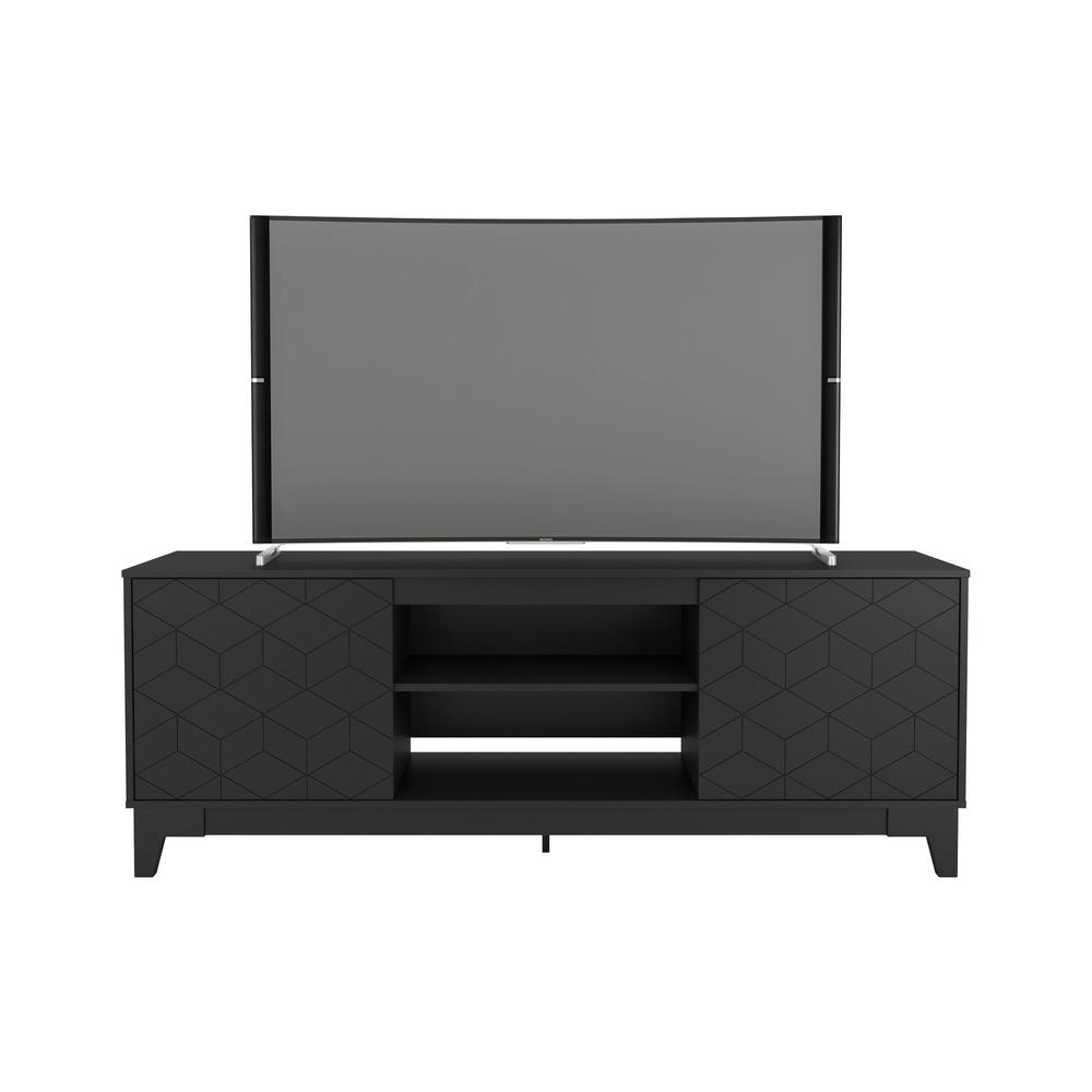 72-Inch Tv Stand With 2-Doors, Black. Picture 1