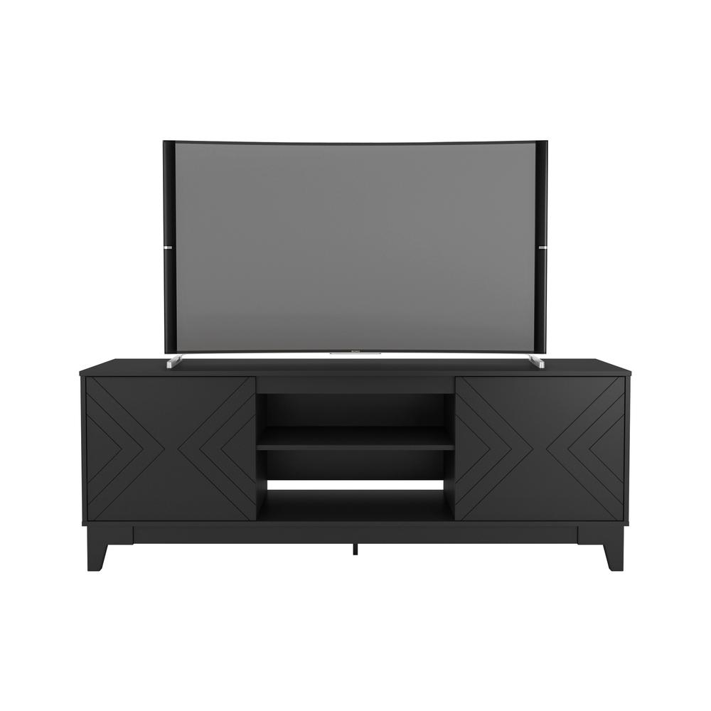 72-Inch Tv Standwith 2-Doors, Black. Picture 1