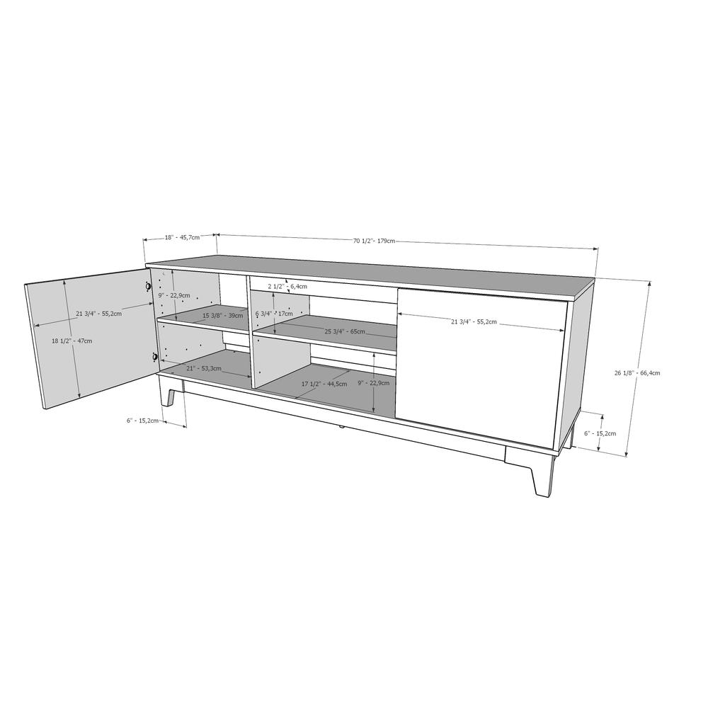 72-Inch Tv Stand With 2-Doors, Nutmeg & Black. Picture 4