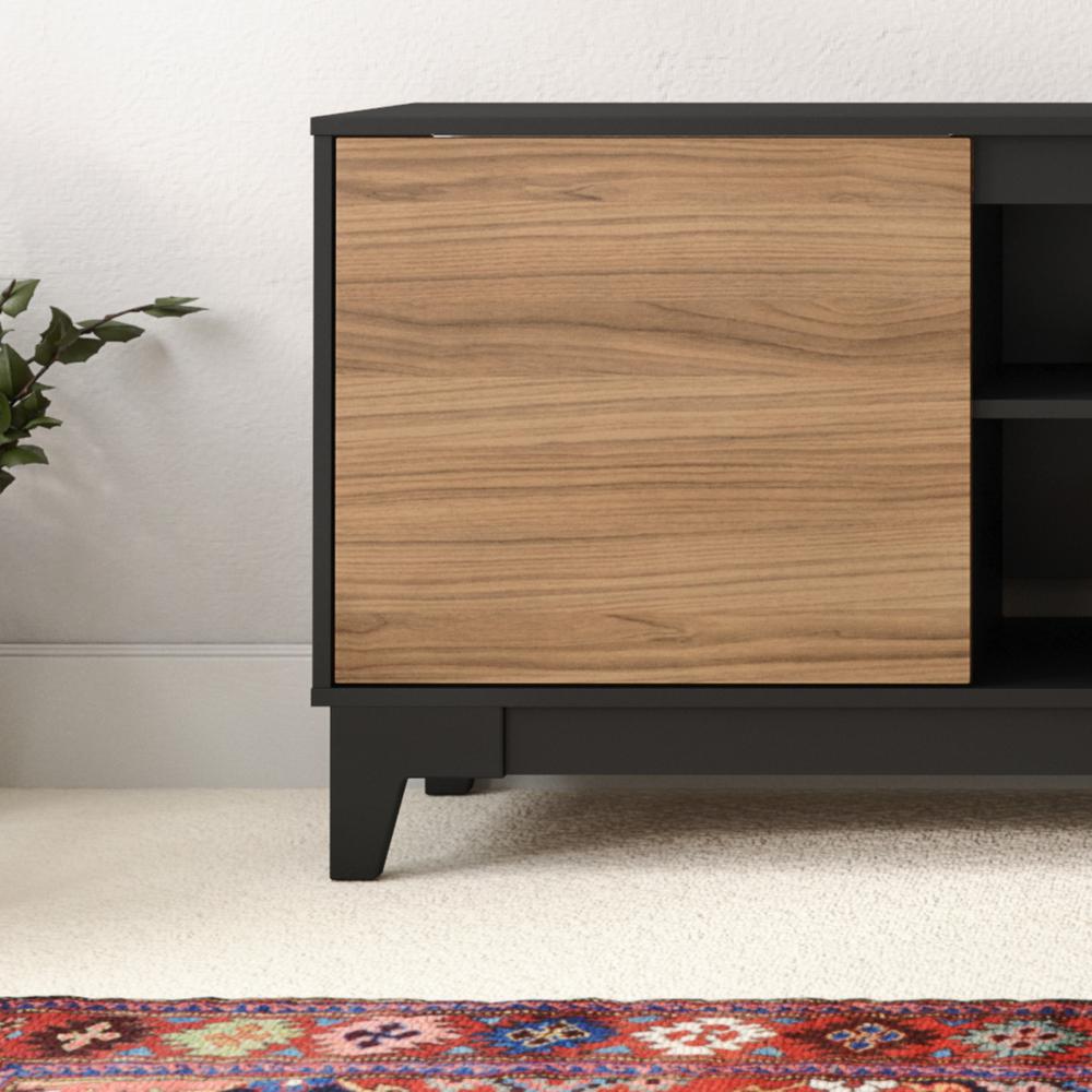 72-Inch Tv Stand With 2-Doors, Nutmeg & Black. Picture 3