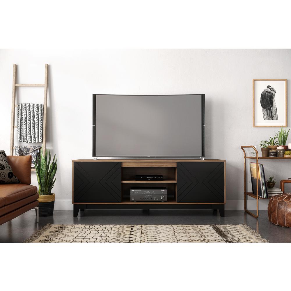 72-Inch Tv Standwith 2-Doors, Nutmeg & Black. Picture 2