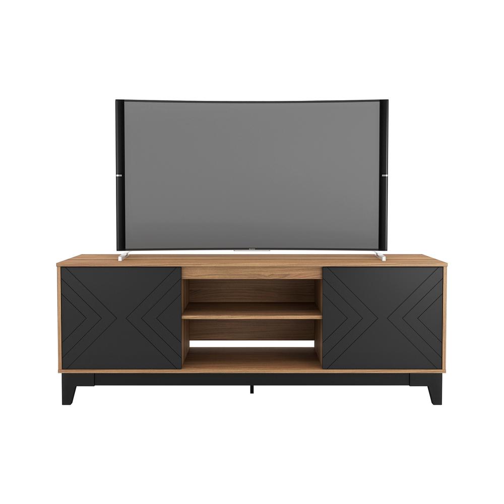 72-Inch Tv Standwith 2-Doors, Nutmeg & Black. Picture 1