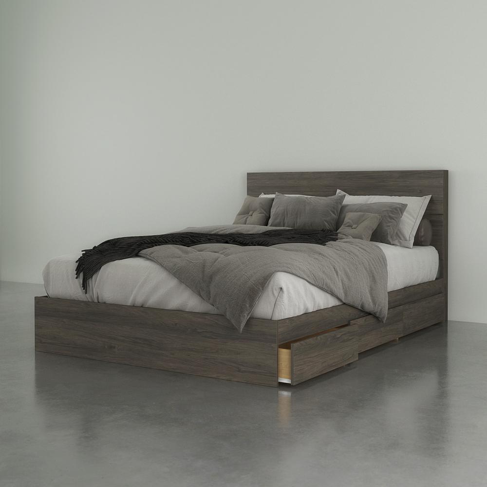 2-Piece Bedset With Bed Frame And Headboard, Queen|Bark Grey. Picture 1
