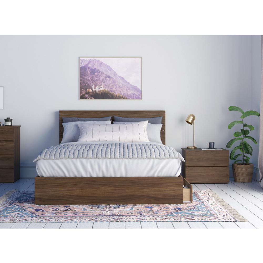 3-Piece Bedroom Set With Bed Frame, Headboard & Nightstand, Queen|Walnut. Picture 1