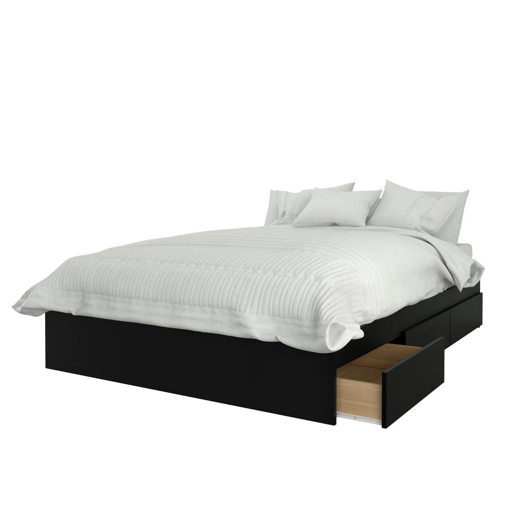 2-Piece Bedset With Bed Frame And Headboard, Full|Walnut & Black. Picture 2