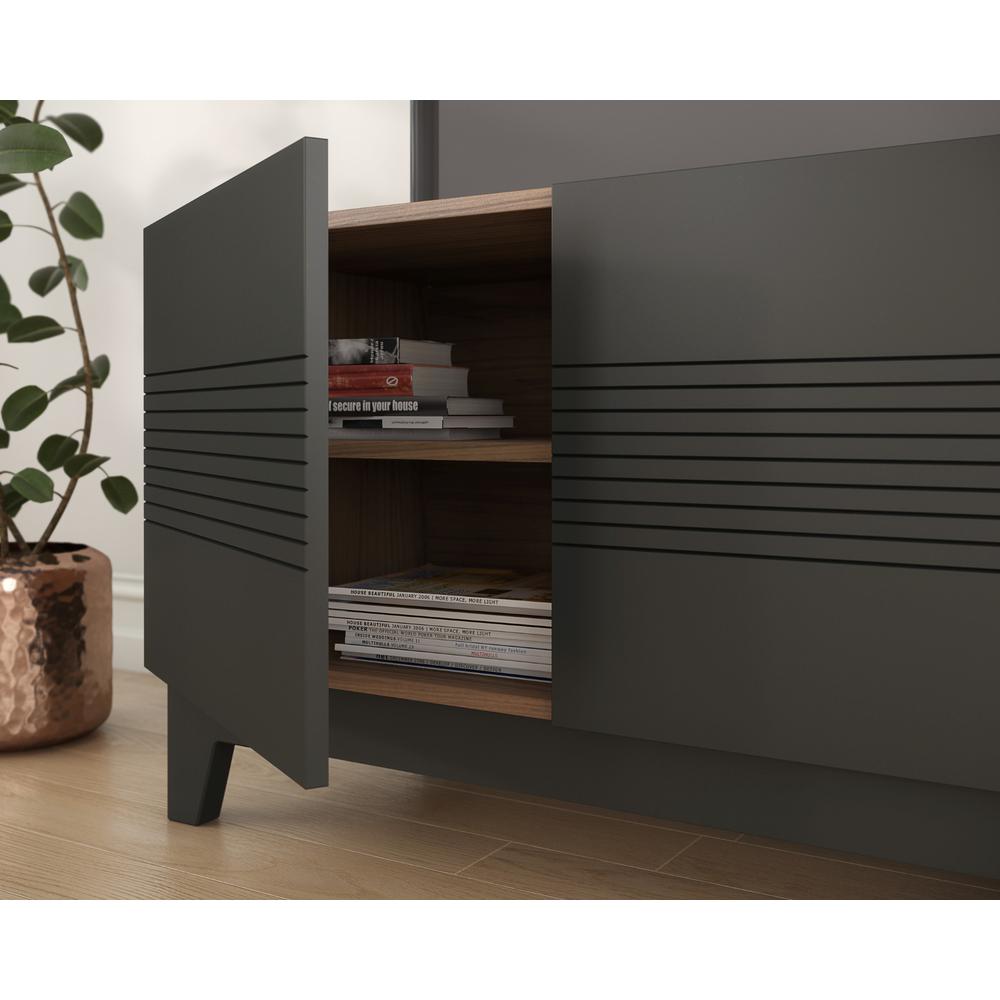 72-Inch Tv Stand, Nutmeg & Charcoal Grey. Picture 4