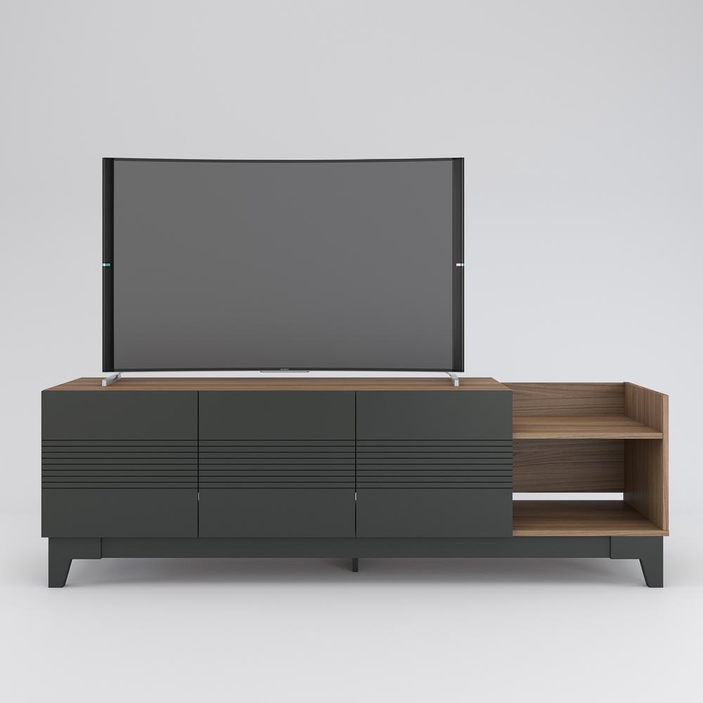 72-Inch Tv Stand, Nutmeg & Charcoal Grey. Picture 3