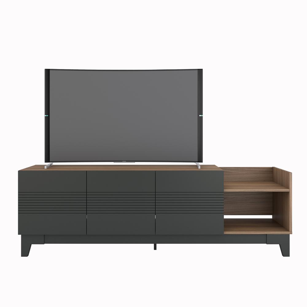 72-Inch Tv Stand, Nutmeg & Charcoal Grey. Picture 1
