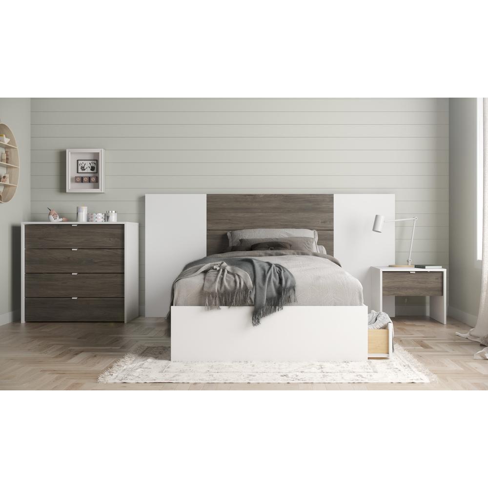 5-Piece Bedroom Set With Bed Frame, Headboard, Extension Panels, Nightstand. Picture 1