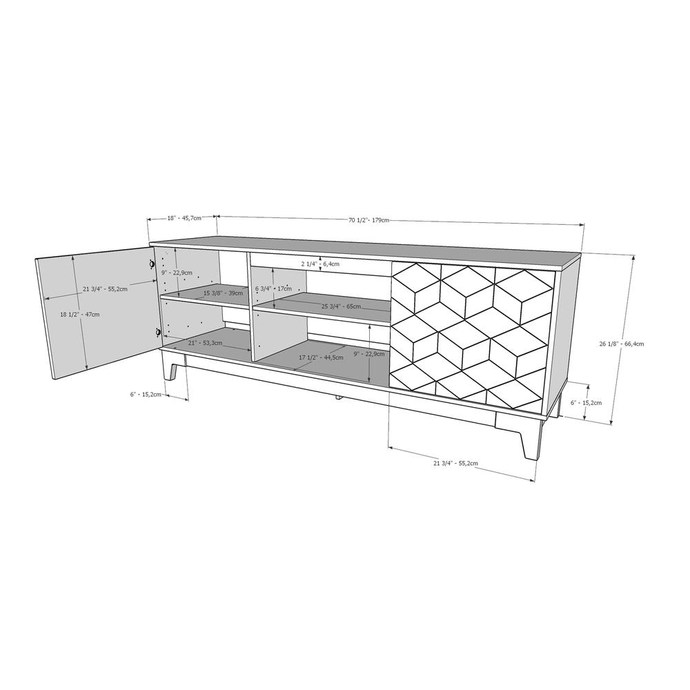 72-Inch Tv Stand With 2-Doors, Truffle & Black. Picture 4
