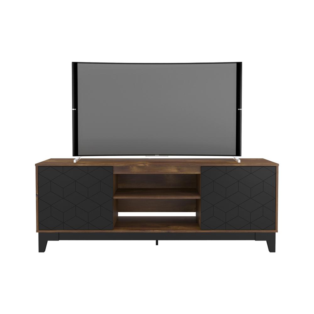 72-Inch Tv Stand With 2-Doors, Truffle & Black. Picture 1