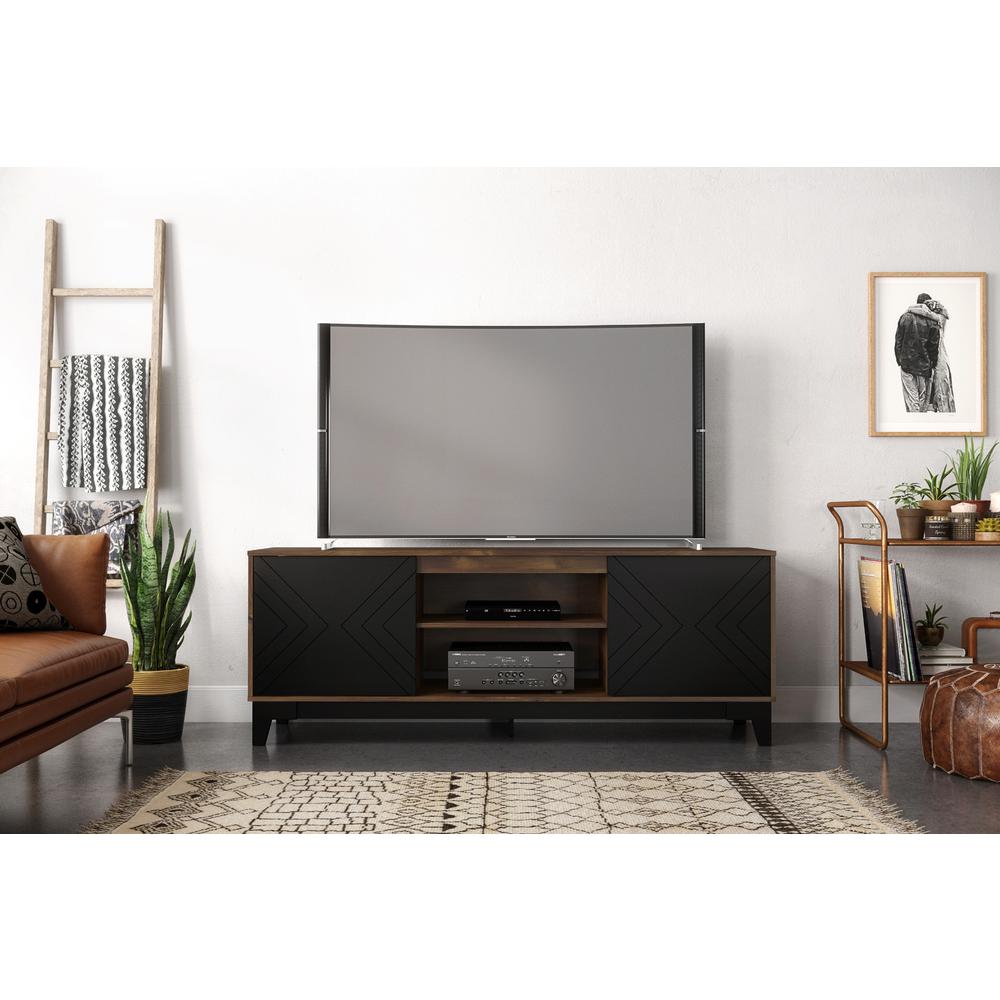 72-Inch Tv Standwith 2-Doors, Truffle & Black. Picture 2