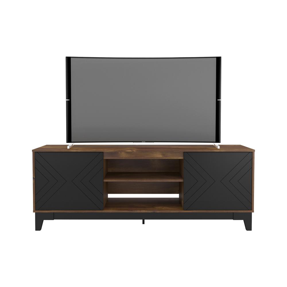 72-Inch Tv Standwith 2-Doors, Truffle & Black. Picture 1