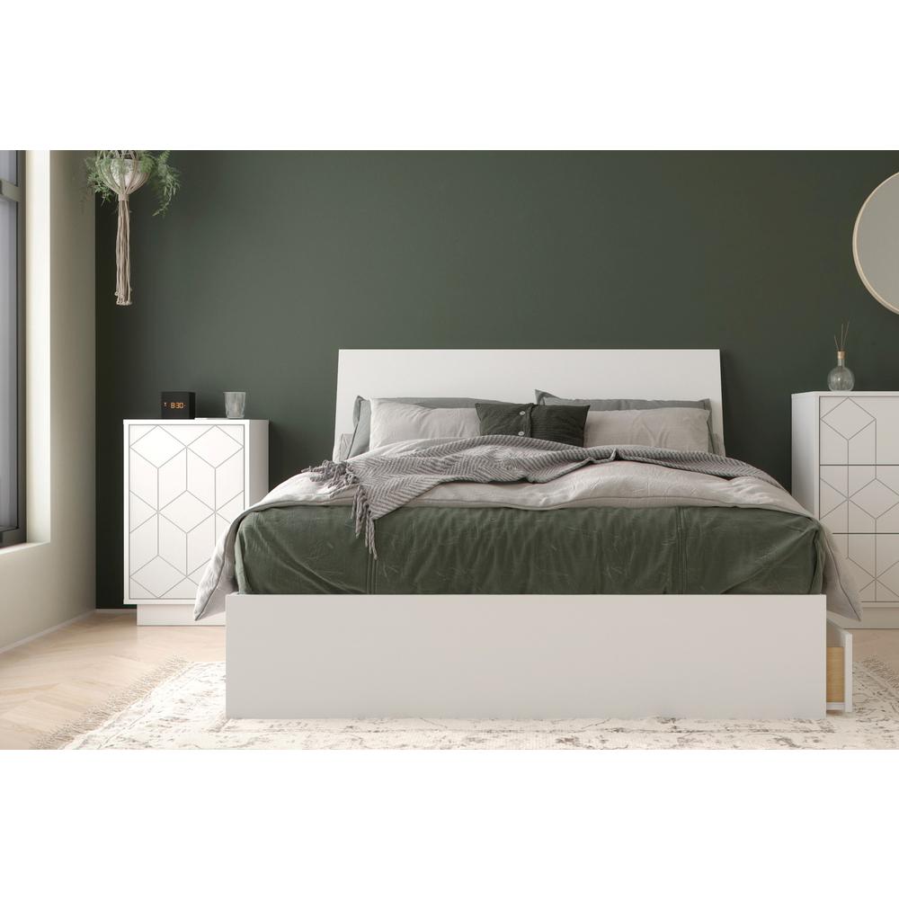3-Piece Bedroom Set With Bed Frame, Headboard & Nightstand, Full|White. Picture 1