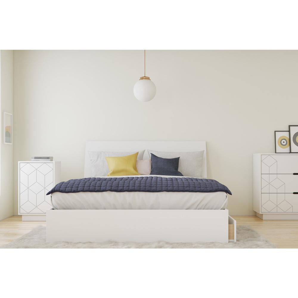 3-Piece Bedroom Set With Bed Frame, Headboard & Nightstand, Queen|White. Picture 1