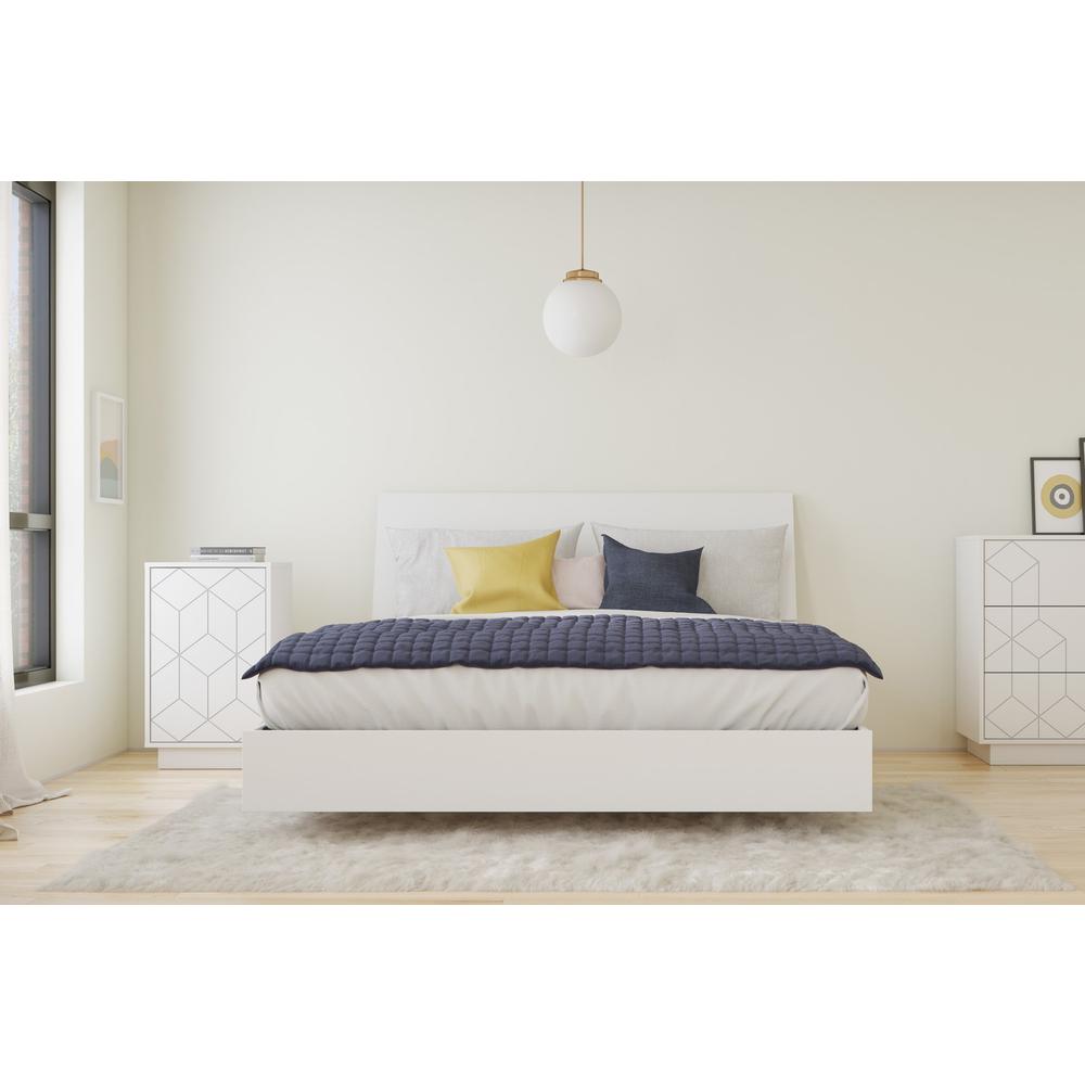 3-Piece Bedroom Set With Bed Frame, Headboard & Nightstand, Queen|White. Picture 1