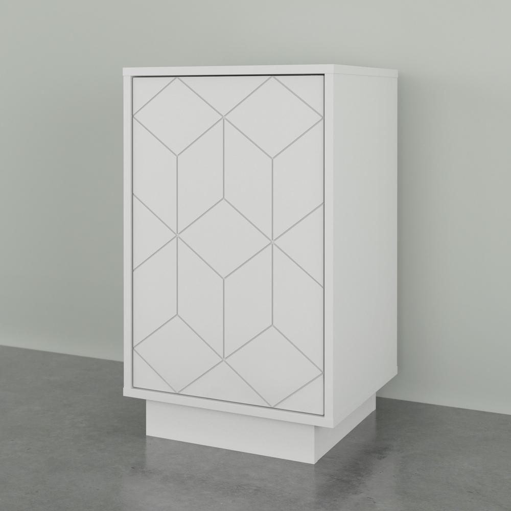Nightstand With 1-Door, White. Picture 2