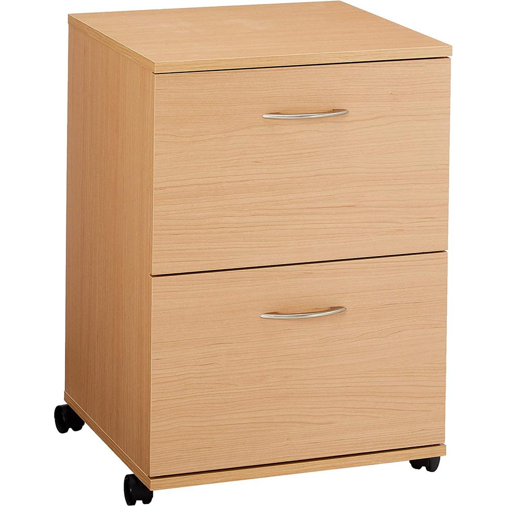 2-Drawer Essentials Rolling Filing Cabinet, Natural Maple. Picture 2