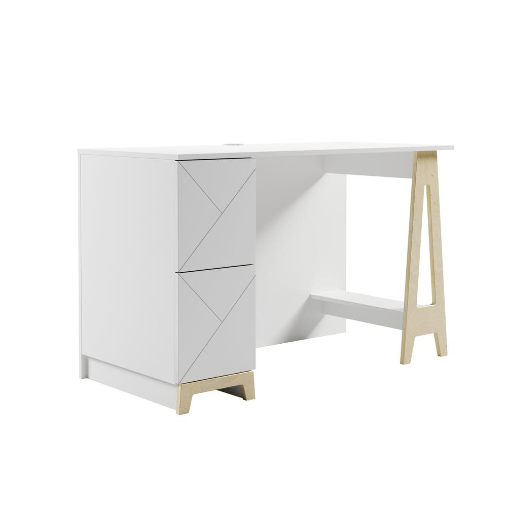 2-Drawer Home Office Desk, White. Picture 1