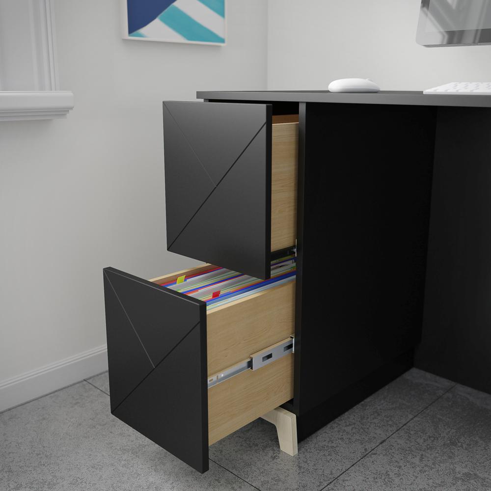 2-Drawer Home Office Desk, Black. Picture 5