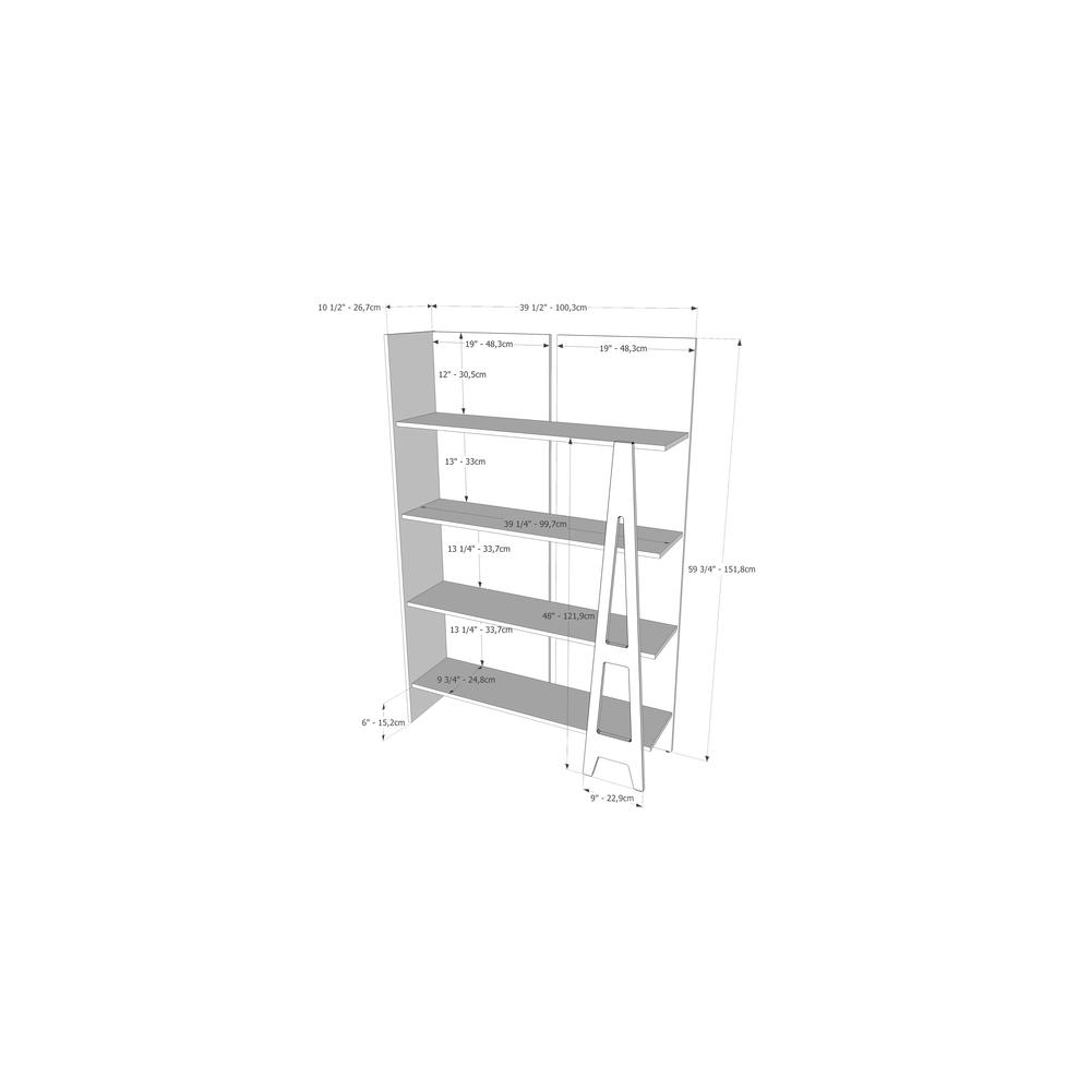 4 Tier Ladder Bookshelf, White. Picture 5
