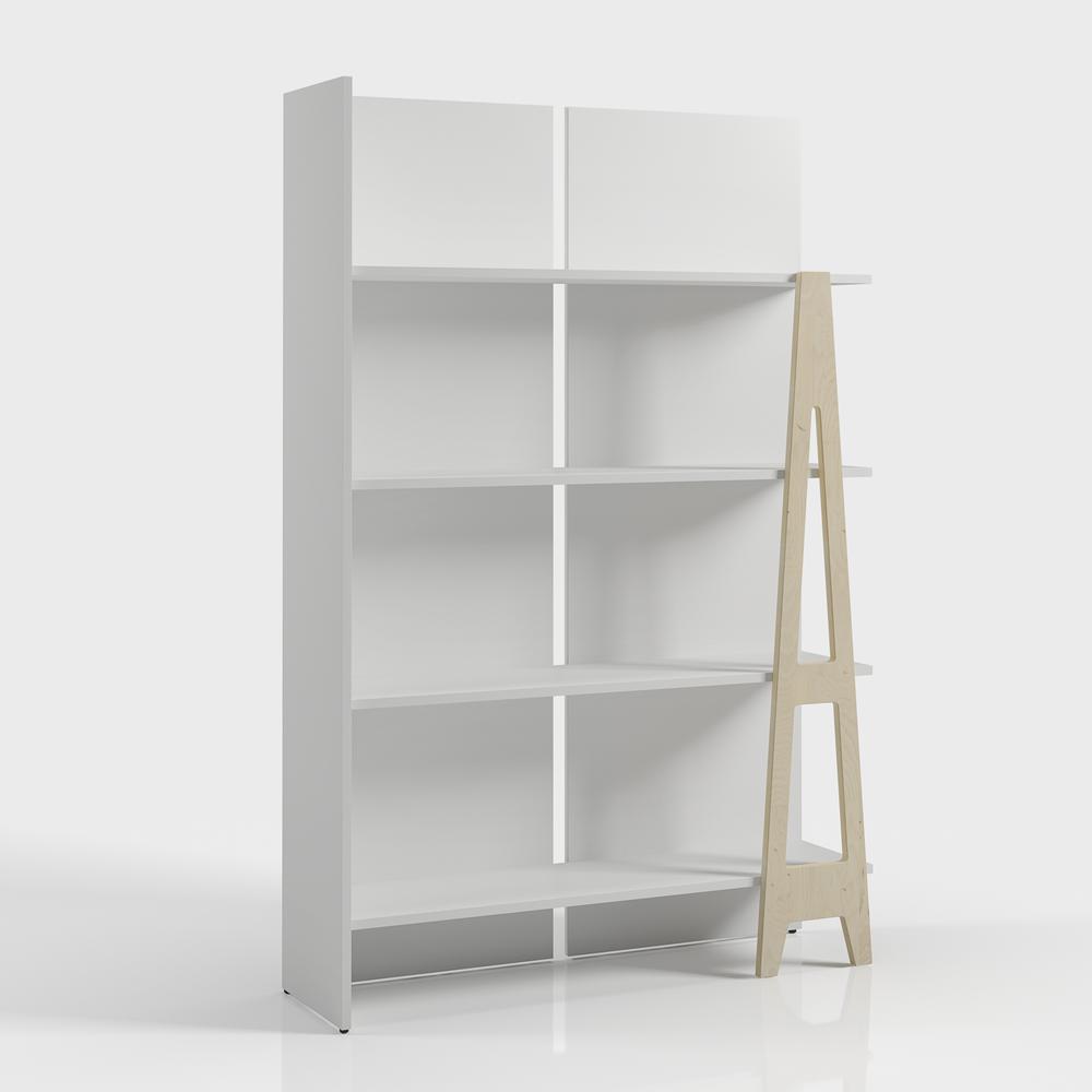 4 Tier Ladder Bookshelf, White. Picture 2
