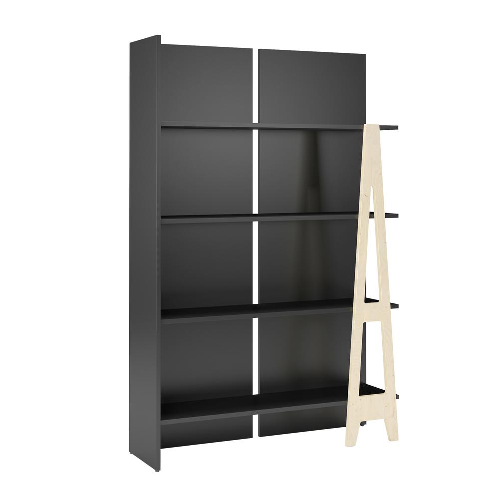 4 Tier Ladder Bookshelf, Black. Picture 1