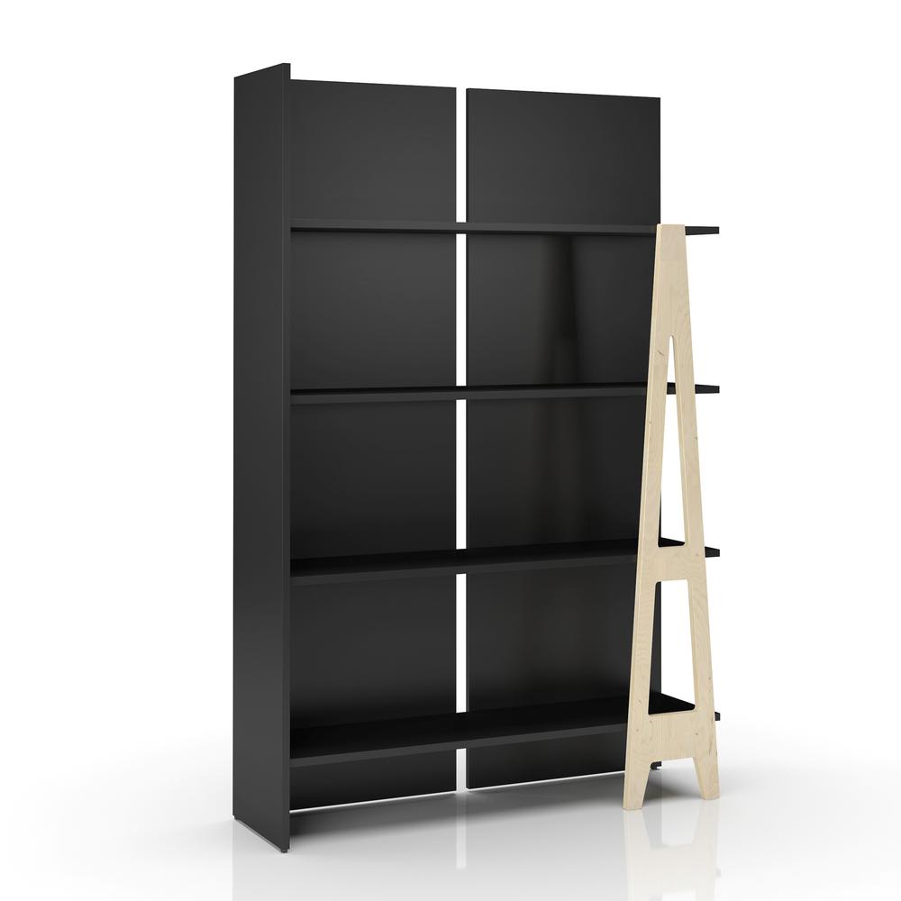 4 Tier Ladder Bookshelf, Black. Picture 2