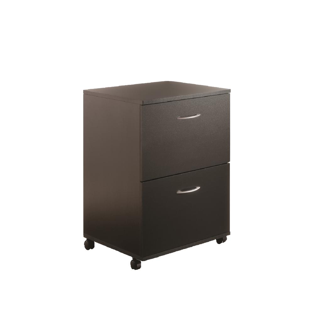 2-Drawer Essentials Rolling Filing Cabinet, Black. Picture 1