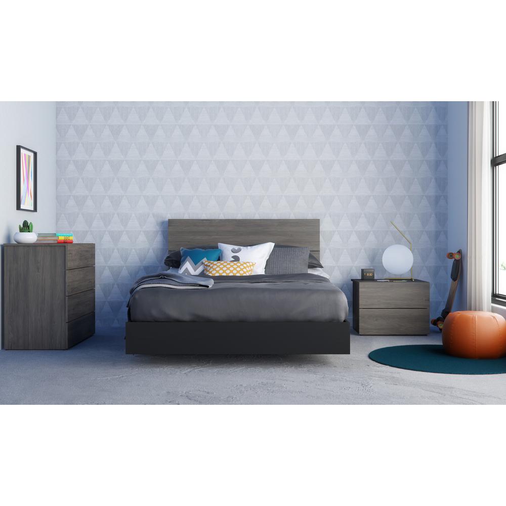 Apollo 4 Piece Full Size Bedroom Set, Bark Grey and Black. Picture 9