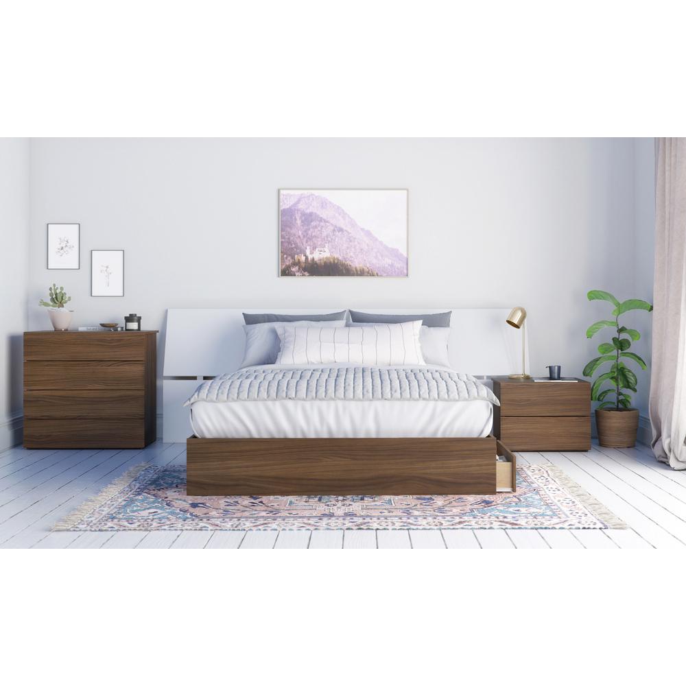 Cologne 4 Piece Queen Size Bedroom Set, Walnut and White. Picture 10