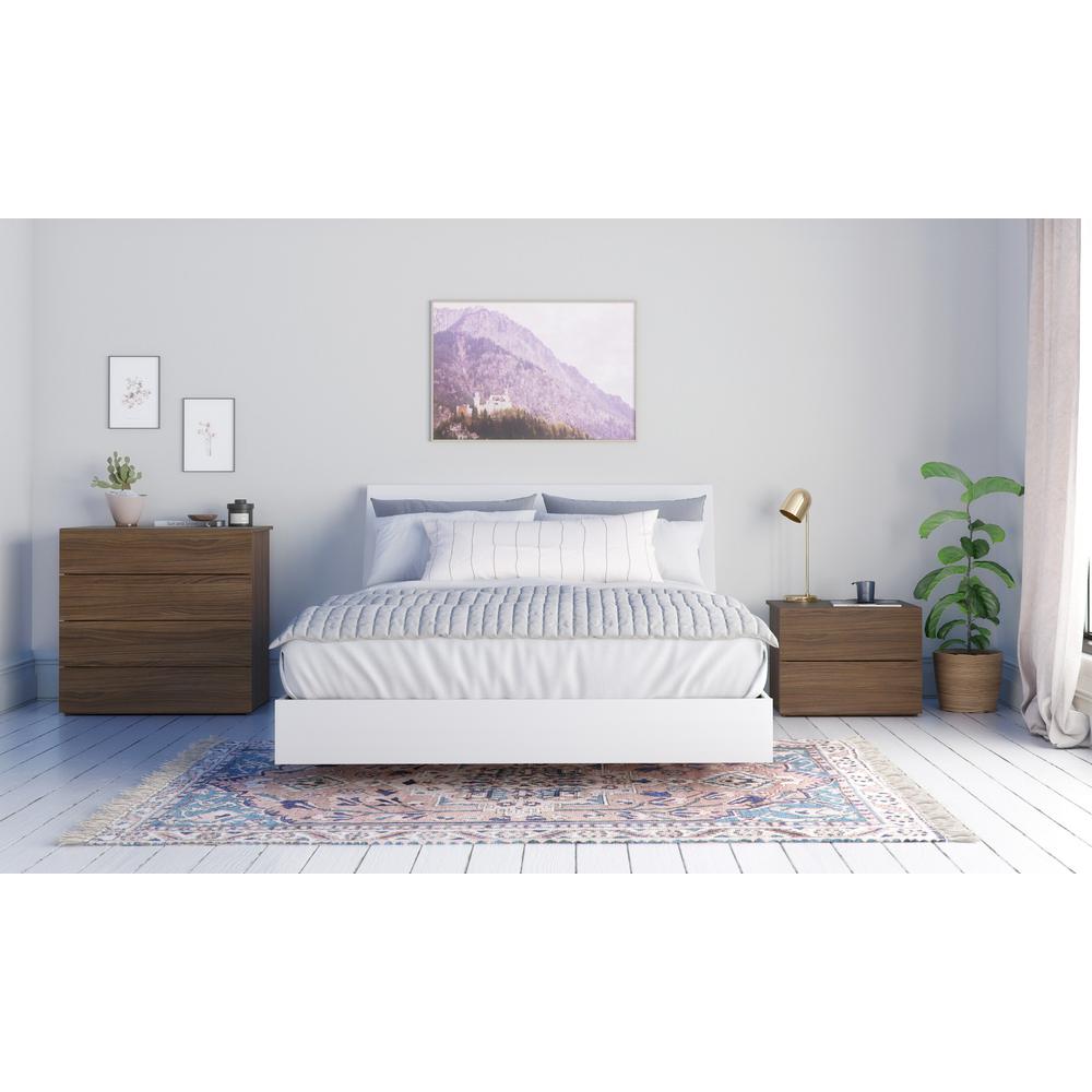 Solstice 4 Piece Queen Size Bedroom Set, Walnut and White. Picture 9