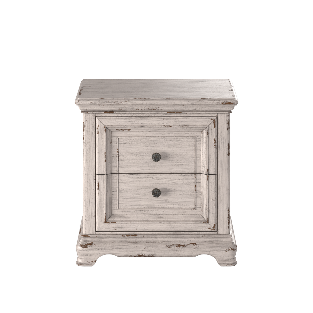 Providence Two Drawer Nightstand, Antiqued White. Picture 1