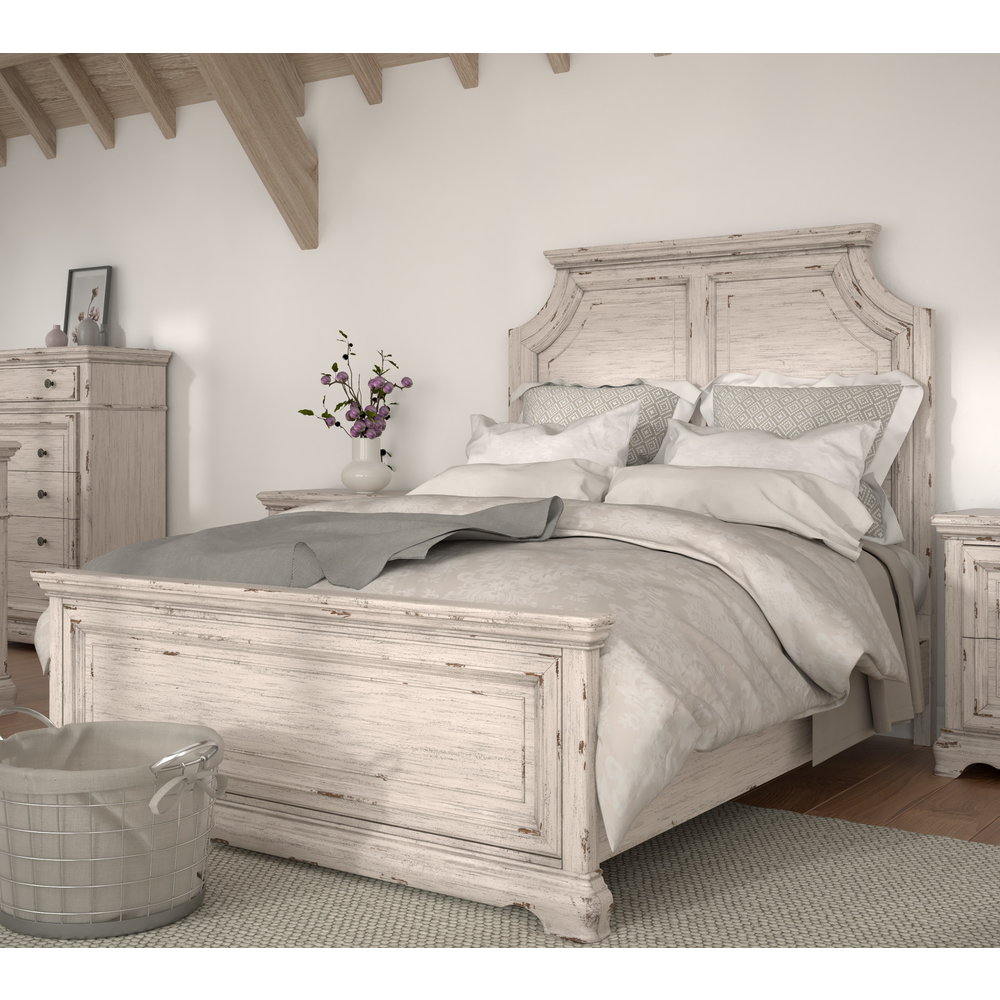 Providence Queen Bed, Antiqued White. Picture 2